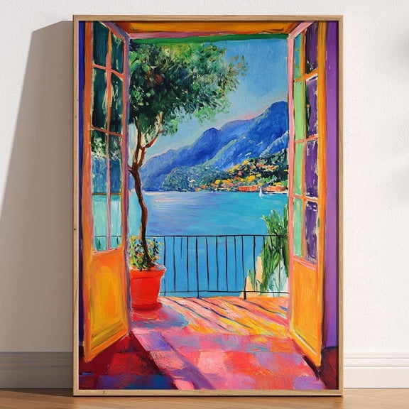 Open Window Henri Matisse Print, Henri Matisse Style Fauvism Painting, Modern Exhibition Print, Patio Doors Italy Mediterranean, Lake Como Paper Poster, Home Decor, Living Room Dercor UNFRAMED
