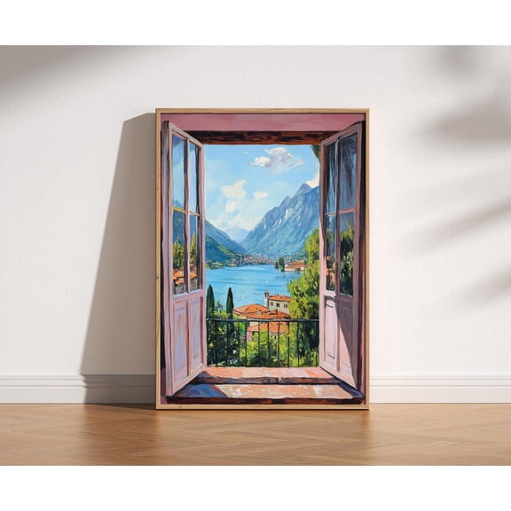 Open Window Henri Matisse Print, Henri Matisse Style Fauvism Painting, Modern Exhibition Print, Patio Doors Italy Mediterranean, Lake Como, unframed poste