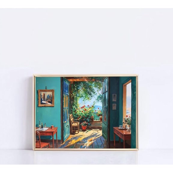 Open Window Henri Matisse Print – Panoramic Patio Doors Garden Fauvism Poster 12x18 UNFRAMED