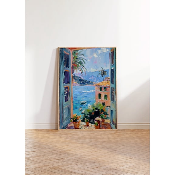 Open Window Lake View Wall Art Mediterranean Home Decor