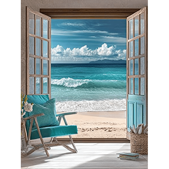 Open Window Seascape Decorative Painting/Canvas Art Perfect for Living Room Bedroom Office Kitchen Dining Room and Study