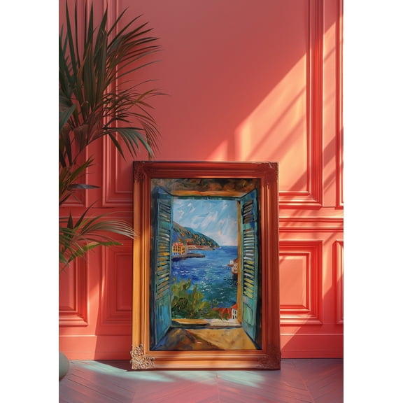 Open Window Seaside Coastal Poster Unframed Paper Print
