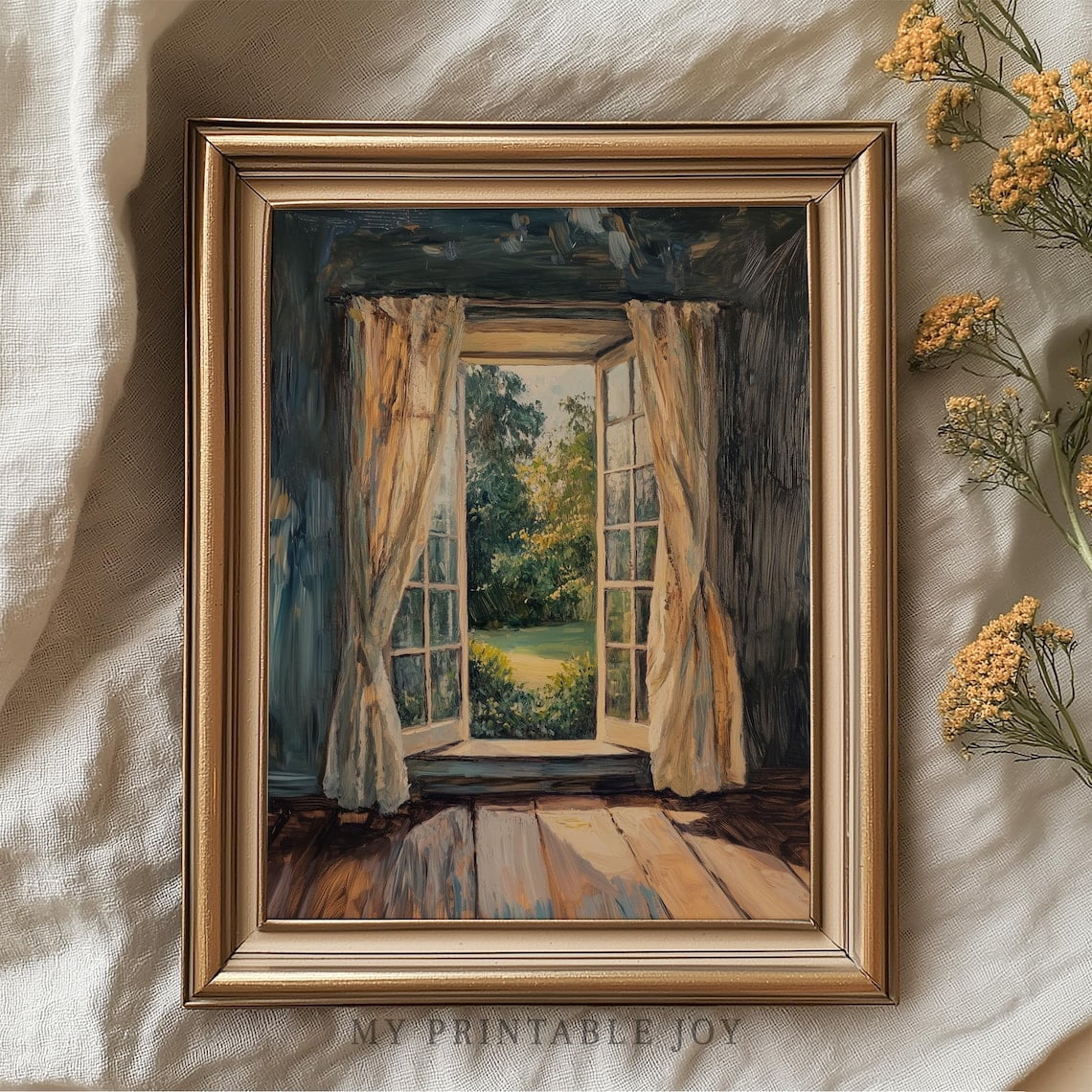 Open Window With Summer View Wall Art, Vintage Cottagecore Garden ...