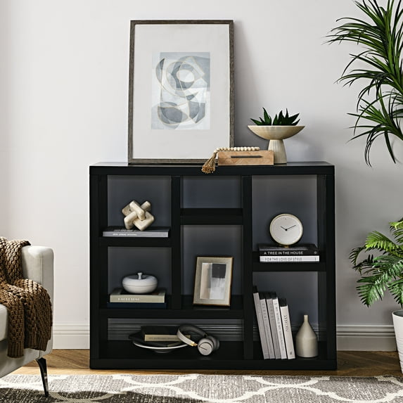 Open Wooden Open Shelf Bookcase, Freestanding Display Storage Cabinet With 7 Cube Storage Spaces, Floor Standing Bookshelf, Entryway, Living Room Storage Cabinet A01-X2