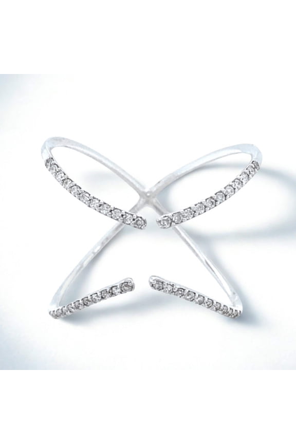 Open X Diamond Ring, 14k Solid Gold, Criss Cross Diamond Ring, Natural Diamonds, Everyday Jewelry, Ready To Ship, Women's Day Gift