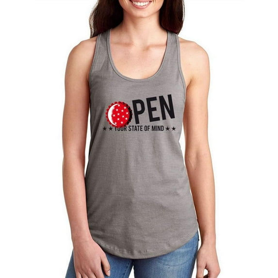 Open Your Mind Bottle Cap Racerback Tank Women -Image by Shutterstock, Female Small