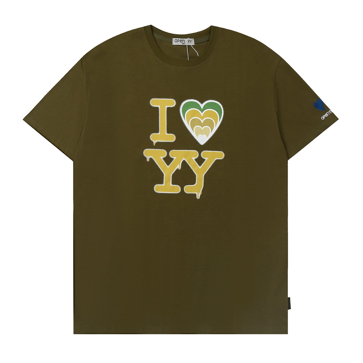 【OPEN YY】I LOVE YY BOX TEE (2COLORS) Open Yy T-Shirt I Love YY BOX Tee Women Crewneck Short