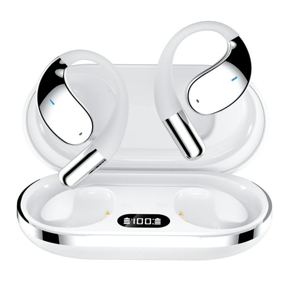 Open-air Bluetooth 5.4 headphones, 2024 wireless earphones, sports headsets with built-in microphones and ear hooks, 50-hour playback time, earpiece LED display, charging case, waterproof design, sui