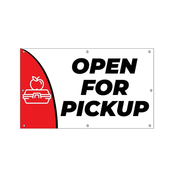 Open for Pick Up Vinyl Banner 3x5 Heavy Duty with Grommets Carryout Pickup Sign