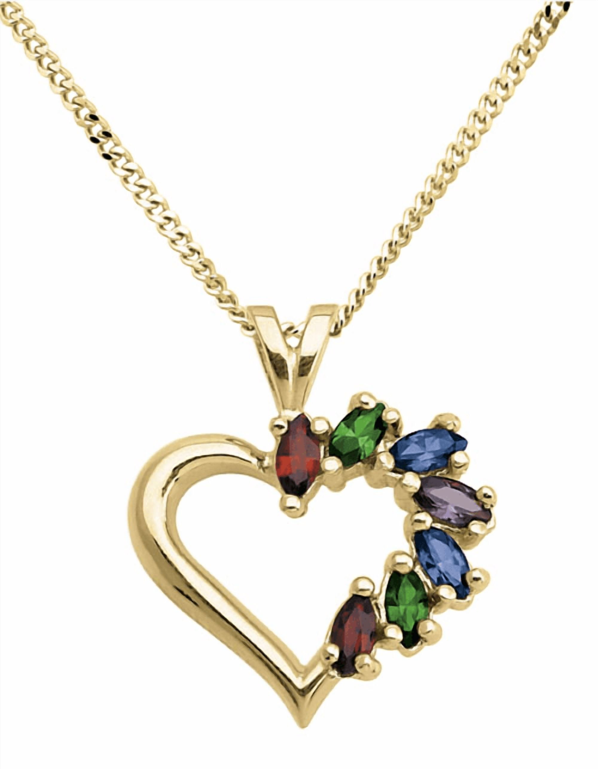 Open Heart with Marquise Birthstone Necklace in 10k Gold by Jewlster