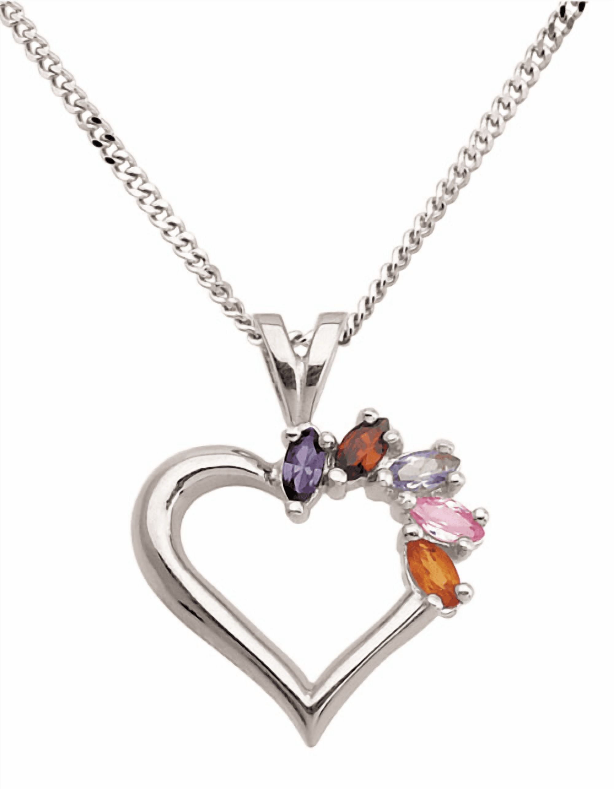 Open Heart with Marquise Birthstone Necklace by Jewlster