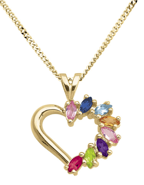 Open heart with marquise birthstone necklace by Jewelster