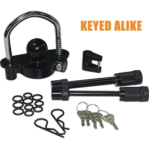 OpenRoad Trailer Lock Kit Steel Towing Locks 5/8" & 1/2" with Keyed Alike Black