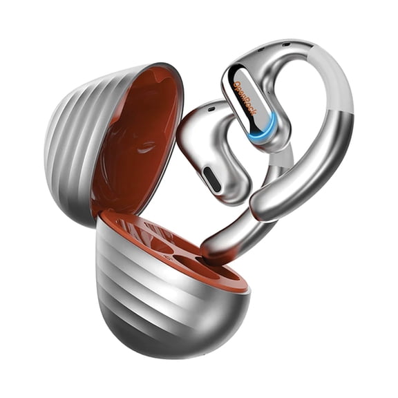Pro Open-Ear Bluetooth Air-Conduction Sport Earbuds with Microphone and Charging Case, A-BB01 (Silver)