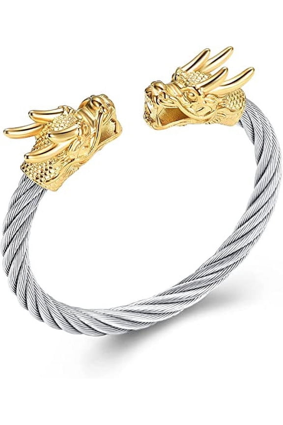 Openable Dragon Head Urn Bracelet Cremation Jewelry Twisted Cable Cuff Urn Bangle for Ashes Stainless Steel Ashes Holder Keepsake Bracelet