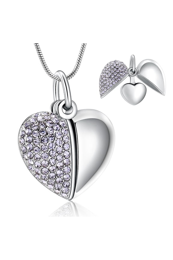 Openable Heart Crystal Urn Necklace for Ashes A Piece Of My Heart Lives In Heaven Cremation Jewelry Memorial Keepsake Pendant