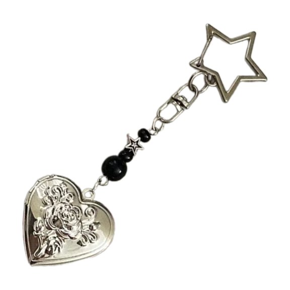 Openable Heart Shape Keychain Unique Metal Photo Frame Key Chain Portable Keyring Bag Accessory Stylish Phone Charm