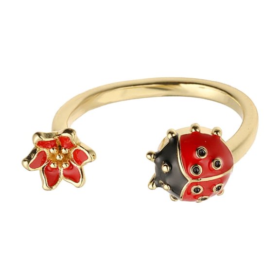 Openable Ladybugs Shaped Ring With Colorful Drip Glaze Finish Ergonomic Copper Perfect For Casual Or Formal Occasions