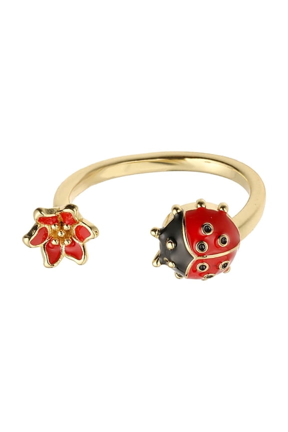 Openable Ladybugs Shaped Ring With Colorful Drip Glaze Finish Ergonomic Copper Perfect For Casual Or Formal Occasions