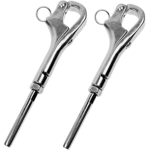 Openable Pelican Hooks Shackle, 316 Stainless Steel Quick Release Hand Rail Guardrails Sup Wire Rope Terminals Board Quick Release Hook Accessories (4'' Overall Length with M8 Rigging Screws)