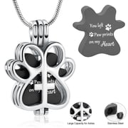 Openable Pet Urns For Dogs/Cats - Personalized Paw Print Pet Urn Necklace for Ashes Memorial Keepsake Jewelry for Pet/Dog's/Cat's Ashes