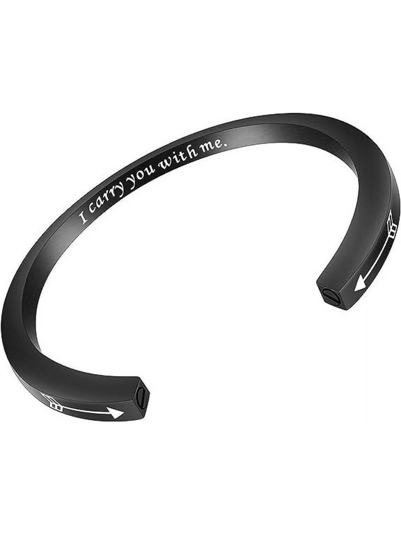 Openable Urn Bracelet for Ashes for Women Men Mantra Cuff Bangle Bracelet Memorial Cremation Jewelry Stainless Steel Keepsake - Customize Available-2.36 IN