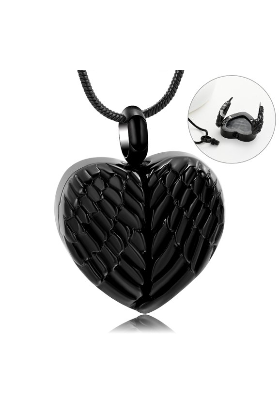 Openable Wing Heart Urn Pendant Cremation Jewelry for Ashes Keepsake Memory Necklace Photo Holder Memorial Jewelry