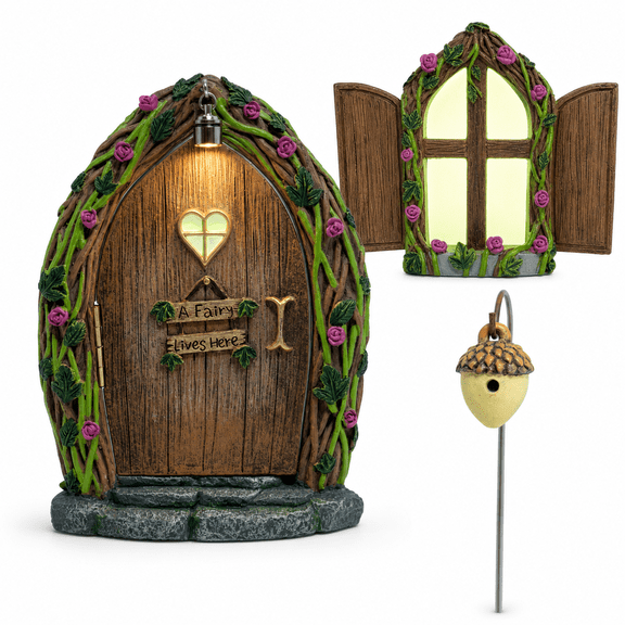 Opening Fairy Door And Window Outdoor Garden Decor Kit