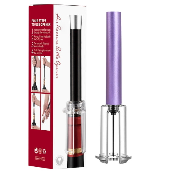 Opening Tool Air Cork Remover with Pressurized Mechanism for Effortless Cork Extraction Performance Build Kitchen Bar Accessory,7.68×1.79 inch,Purple