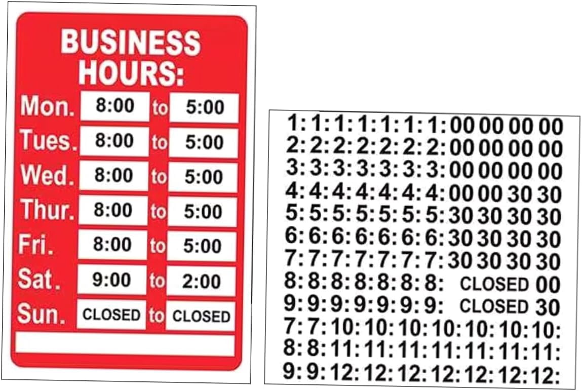Shops Using Numbers Opening hours signs for businesses, eye-catching signs for shops ...