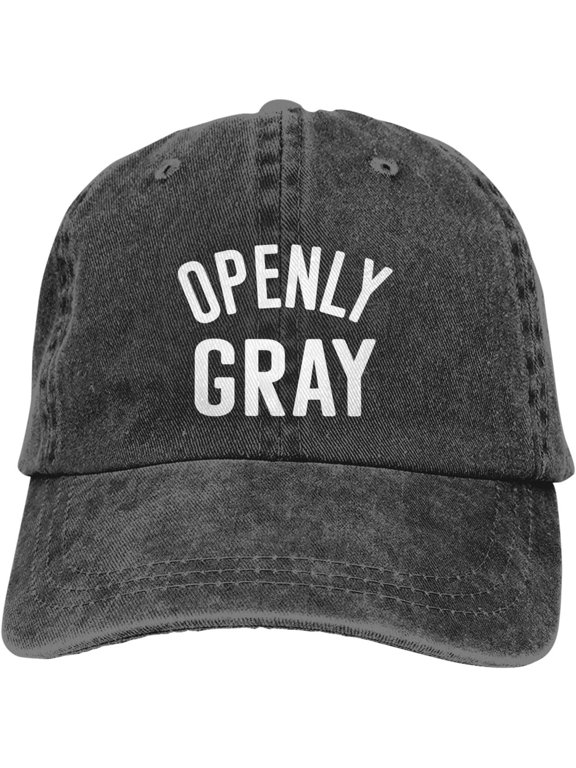 Openly Gray Funny Hat Adjustable Denim Baseball Cap Black Dad Hat Men Women