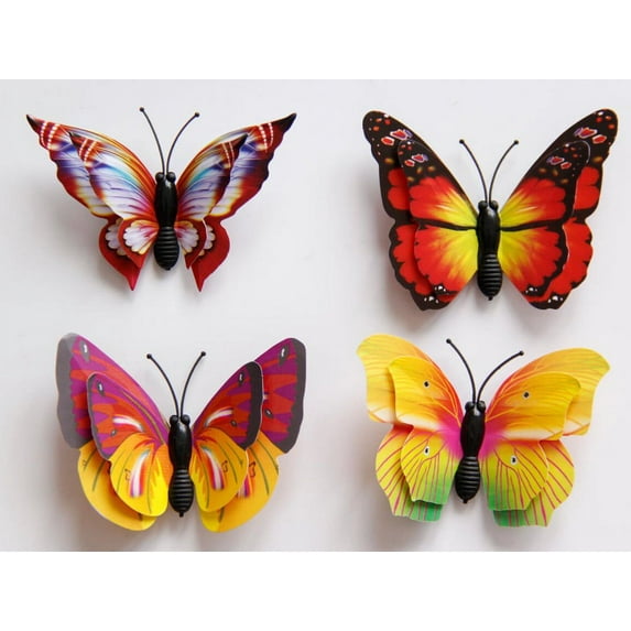 Openpig 12 PCS Butterfly Wall Decor Butterfly Garden Ornaments Outdoor Indoor Metal Wall Art Decor Home Decorative Hanging Decorations for Room Yard Fence