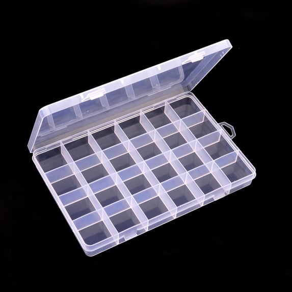 Openpig 24 Grids Clear Plastic Organizer Box Fixed Compartment Storage Container for Craft, Beads, Jewelry, Small Parts, 7.6X5.3X0.86 INCH