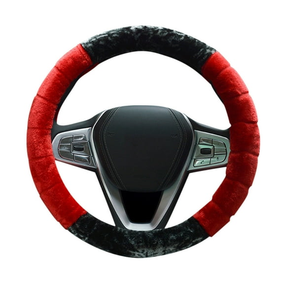Openpig 38cm/15 Car Steering Wheel Cover Winter Plush Stretch- On Vehicle Protector Warm