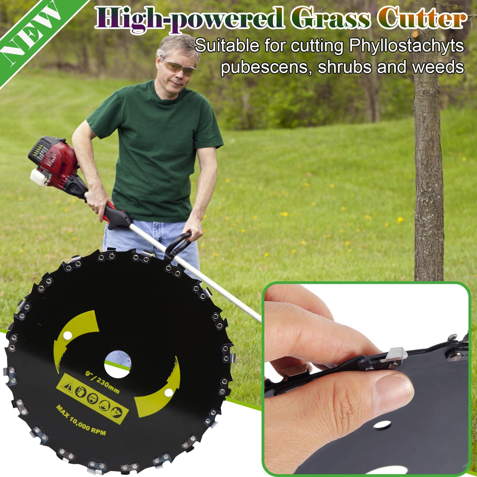 Openpig 9" Chainsaw Brush Cutter Blade 20 Teeth with Adapter Ring for ...
