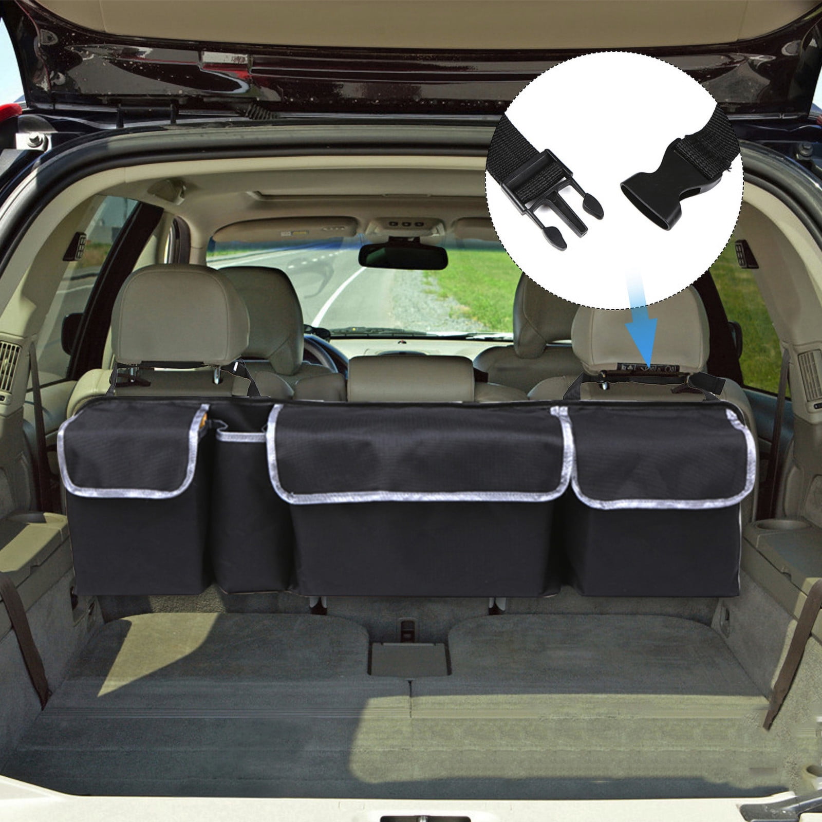 Beicarin Car Trunk Organizer – Hanging Backseat Storage Bag With 7 Pockets, Adjustable Straps, Size M (Black) - View #2