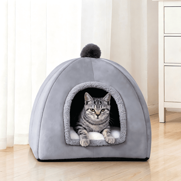 Openpig Cat Bed Cave for Indoor, Suitable for Cat Dome Bed, Hideaway Bed for Indoor Cats with Removable Mattress for Kittens (11"x11"x9.8")