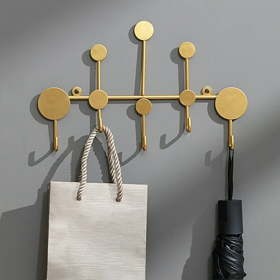 Openpig Coat Hooks Wall Mounted, Metal Coat Rack 5-Hook Gold Heavy Duty Entryway Hook for Clothes Hat Key Towel and Bag