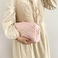 thumbnail image 1 of Openpig Cotton Makeup Bag Large Travel Cosmetic Bag Quilted Cosmetic Pouch Coquette Aesthetic Floral Toiletry Bag, 1 of 7
