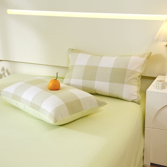 Openpig Cotton Plaid Pillowcases Set Grid Print Pillow Checkered Bedding Pillow Covers Standard Home Decorative Pillowcases Set, (2 Pieces, 15.7"×23.6")