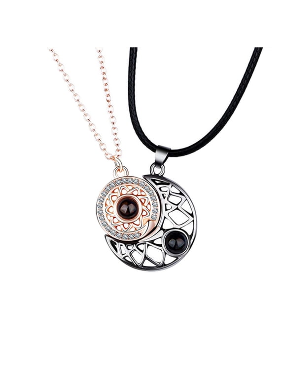 Couple Gifts for Couple Necklace Matching Sun and Moon Necklaces for Him and Her I Love You Necklace 100 Languages for Husband Wife Couples