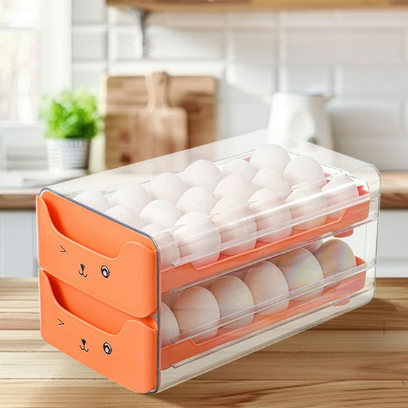 Openpig Egg Holder for Refrigerator, Clear Plastic Egg Storage Container with Handles, Drawers Stackable Egg Organizer & Egg Tray, Household Egg Fresh Storage Box for Fridge