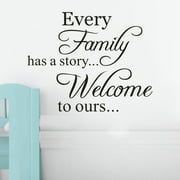 Openpig Every Family Has a Story Welcome to Ours Quote Wall Decal, Family Letter Wall Stickers Vinyl Wall Saying Wallpaper Home Decor Art Mural for Living Room Bedroom