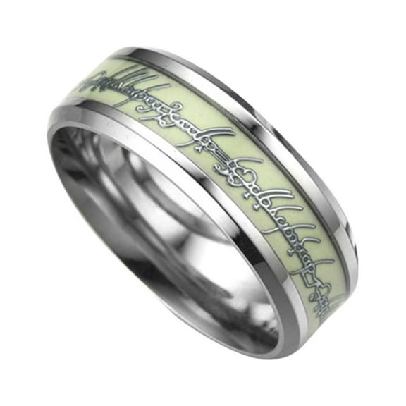 Openpig Glow in The Dark Rings for Men or Women Couples Matching Silver Wedding Bridal Ring Fashion Jewelry(Size 7)