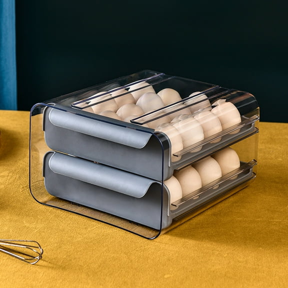 Openpig Large Capacity Egg Holder for Refrigerator, Upgrade Egg Storage Container Organizer Bins, Clear Plastic Storage Container, Egg Fresh Storage Box with Handles, Egg Fresh Storage Box for Fridge