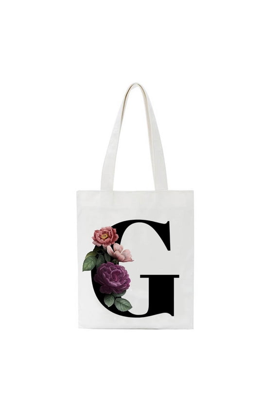 Letter Canvas Tote Bag for Women, Initial Makeup Bag Zipper, Personalized Gifts for Mom Sister Female Friends, Reusable Grocery Bags for Wedding Holiday Shopping Travel Beach Bags for Women