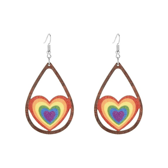 Openpig Lightweight Colorful Wooden Rainbow Earrings for Women Colorful Rainbow Pride Wooden Dangle Earrings Rainbow Butterfly Earrings Jewelry Gifts