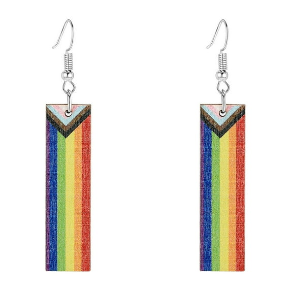 Openpig Lightweight Colorful Wooden Rainbow Earrings for Women Colorful Rainbow Pride Wooden Dangle Earrings Rainbow Butterfly Earrings Jewelry Gifts