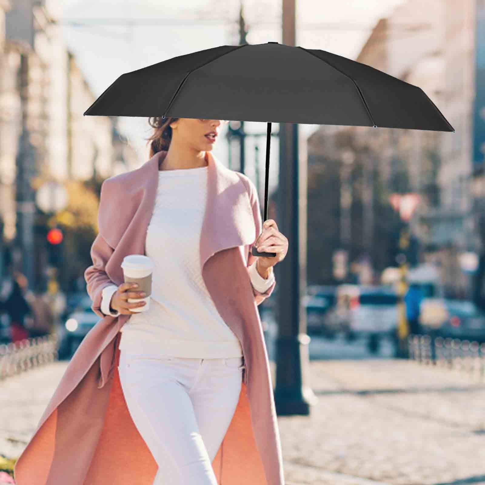 QISIWOLE Three Fold Umbrella Women Transparent Clear Cherry