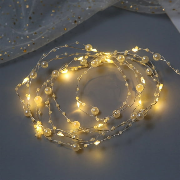 Openpig Pearl Beads String Lights, LED Lights Battery Powered for Wedding, Birthday Parties, Valentine's Day, Home Mantel Decoration